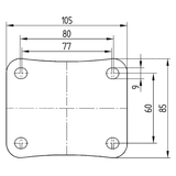 8477UOD125P62 - 250kg Swivel Plate Total Brake 125mm Stainless Steel White Nylon