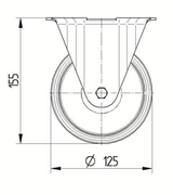 8478UOD125P62 - 250kg Fixed Plate 125mm Stainless Steel Nylon