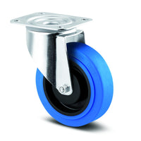 3370PJP100P62 - 125kg Swivel Plate 100mm Blue Rubber