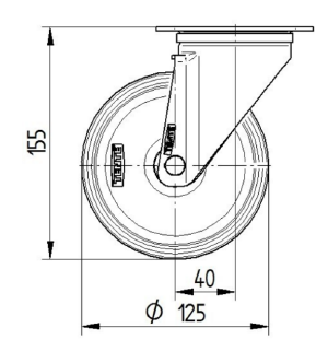 3370PJP125P62 <span>150kg Swivel Plate 125mm Blue Rubber</span>