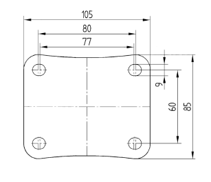 3377PJP100P62 <span>125kg Swivel Plate Total Brake 100mm Blue Rubber</span>