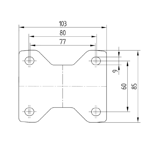 3378PJP125P62 <span>150kg Fixed Plate 125mm Blue Rubber</span>