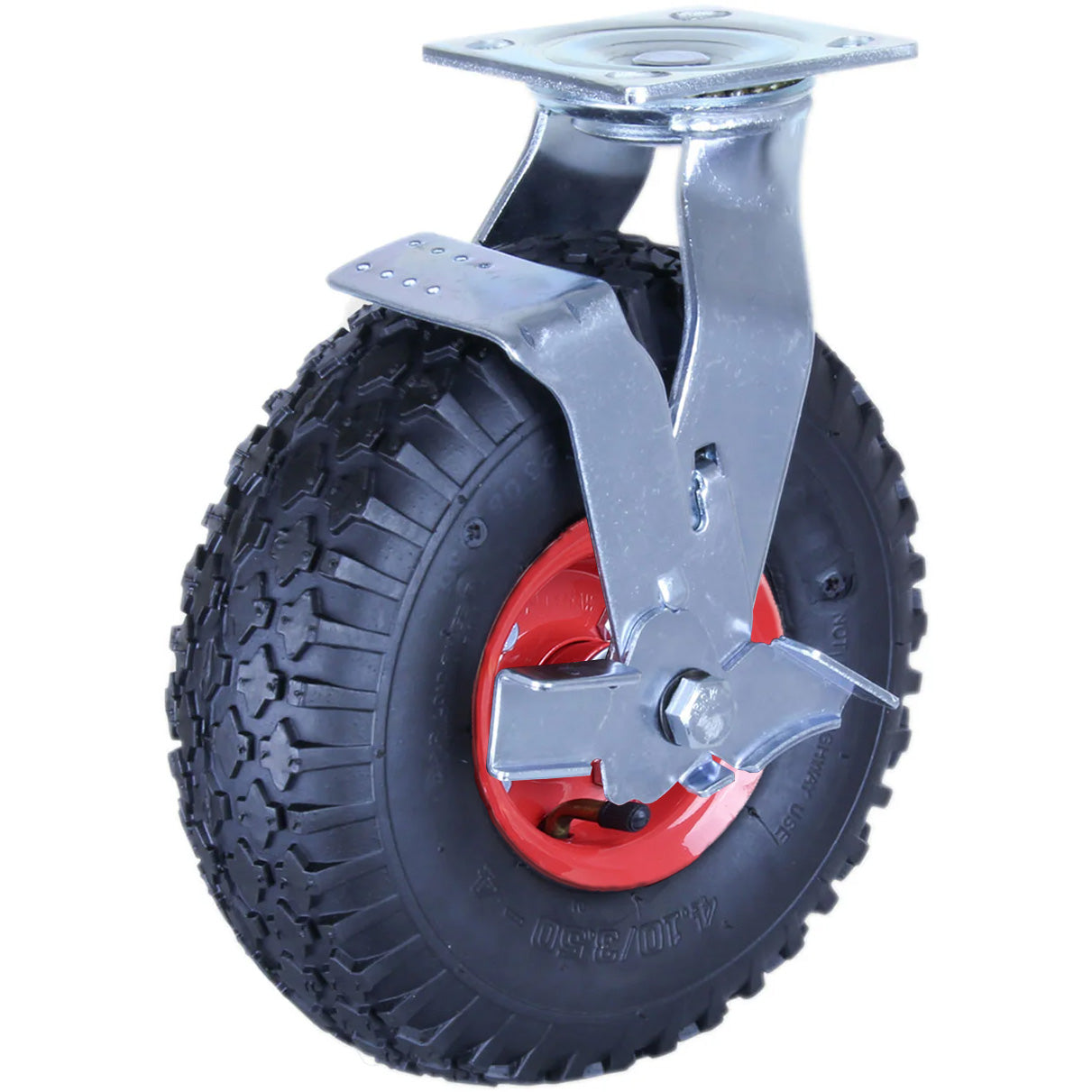 PZNW350X4-FS - 100 Kg Swivel Plate Side Brake 265mm Black MCP Puncture-Proof
