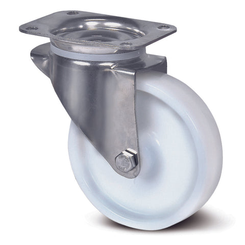 8470UOD125P62 <span>250kg Swivel Plate 125mm Stainless Steel White Nylon</span>