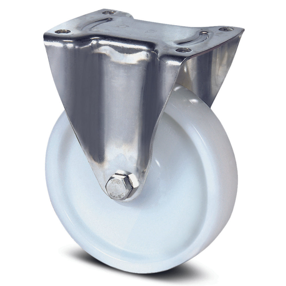 8478UOD125P62 - 250kg Fixed Plate 125mm Stainless Steel Nylon