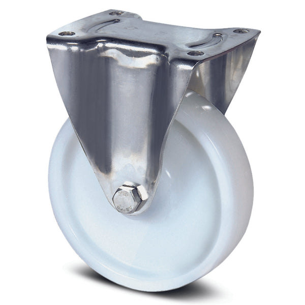 8478UOD100P62 <span>200kg Fixed Plate 100mm Stainless Steel White Nylon</span>