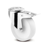 8477UOD100P30 - 150kg Swivel Total Brake Bolt Hole 100mm Stainless Steel White Nylon