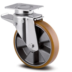 3642ITP125P63 - 500 kg Swivel Plate Total Brake 125mm Polyurethane