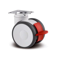 5947UAP100W-PRB - 120 kg Swivel/Brake Plate 100mm Twin Wheel Polyurethane