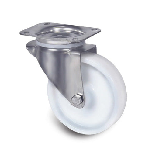 8470UOD100P62 <span>200kg Swivel Plate 100mm Stainless Steel White Nylon</span>