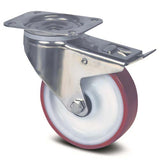 8477UAD125P62M - 200kg Swivel Plate Total Brake 125mm Stainless Steel Polyurethane