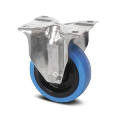 8478UFD100P62 - 160kg Swivel Total Brake Plate 100mm Stainless Steel Blue Rubber