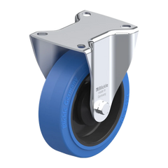 Blickle POEV Series 125mm Fixed Plate Blue Rubber Castor - 250kg