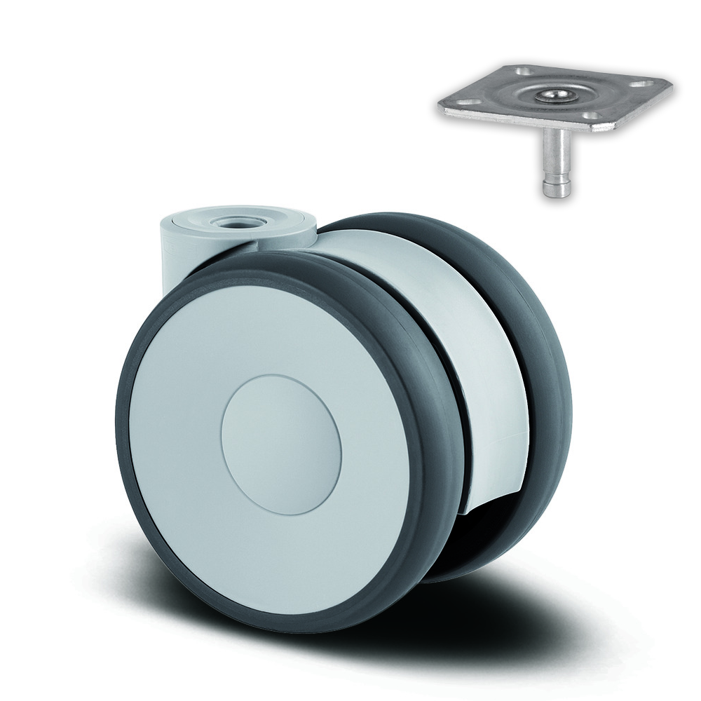 5920UAP100L51-11 100 Kg Swivel 100mm Twin Wheel Polyurethane
