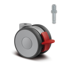 5925PJI075G-RB 70 kg Swivel/Brake 75mm Twin Wheel TPE
