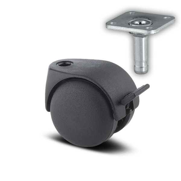 AA25POI050L51-8 <span>40 Kg Swivel Wheel Brake 50mm Polypropylene</span>