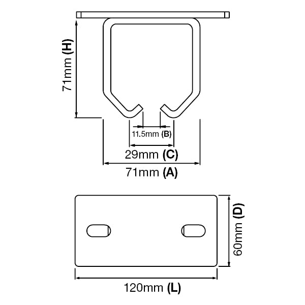 OHBRK-50 - 50MM Overhead Track Roof Mount