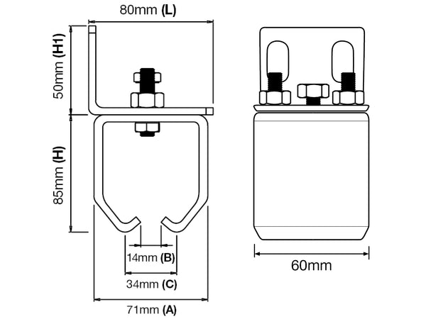 BRK-60 <span>60MM Overhead Track Wall Mount</span>