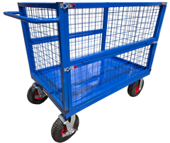 DWC500CAGE-PNEU - 500g Folding Side Cage Trolley with Pneumatic Wheels