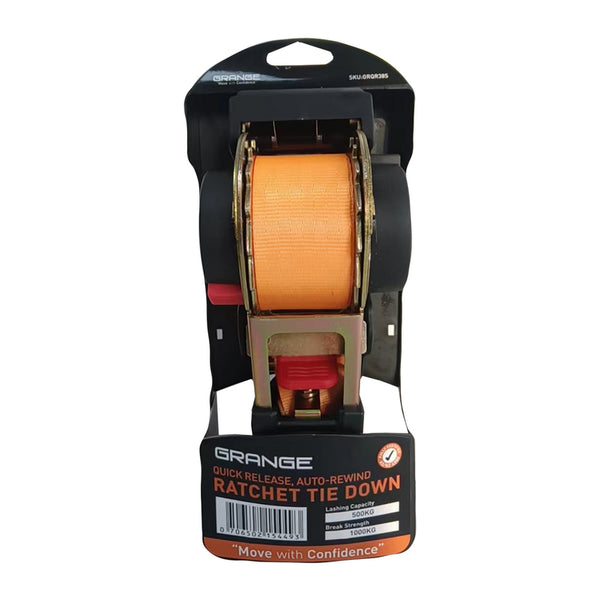 GRQR38S <span> Quick Release Retractable Ratchet Tie Down</span>500Kg 38mm x 4m