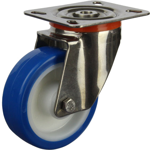 JSS10035-UENR <span>220 Kg Swivel Plate 100mm Stainless Steel Rebound Polyurethane</span>