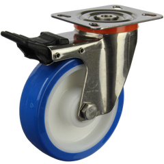 JSST15040-UENR - 280 kg Swivel, Total Brake Plate Mount 150mm Polyurethane