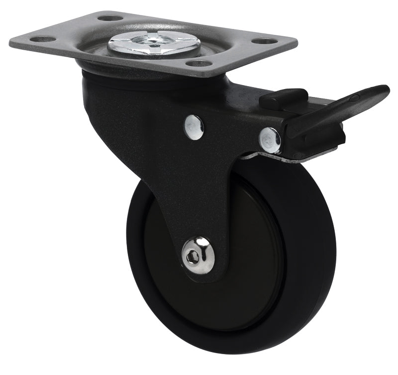 KJQ75GBLK - KJQ75G/KPPTBBLK 50 Kg Swivel Plate Total Brake 75mm Midnight Black