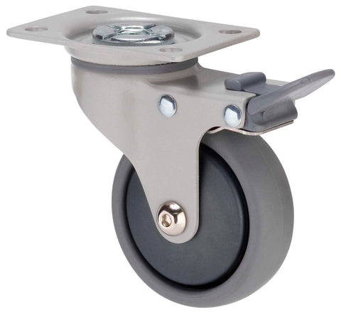 KJQ75GGH - KJQ75G/KPPTBGH <span>50 Kg Swivel Plate Total Brake 75mm Grey TPE w/ Graphite Thread Guard</span>