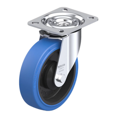 Blickle POEV Series 125mm Swivel Plate Blue Rubber Castor - 250kg