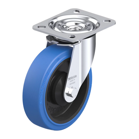Blickle EasyRoll POEV Elastic Blue Rubber Castors - Swivel - 125mm