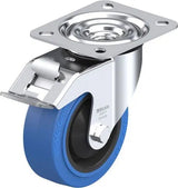 LE-POEV 100KA-FI-SB 150 Kg Swivel Plate Total Brake 100mm Blue Rubber