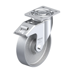 Blickle G Series 200mm Swivel Total Brake Plate Cast Iron Castor - 900kg