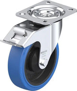 POEV125 - L-POEV125K-FI-SB 200 Kg Swivel Plate Total Brake 125mm Blue Rubber