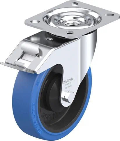POEV125 - L-POEV125K-FI-SB <span>200 Kg Swivel Plate Total Brake 125mm Blue Rubber</span>