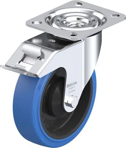 POEV125 - L-POEV125K-FI-SB <span>200 Kg Swivel Plate Total Brake 125mm Blue Rubber</span>