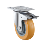 MIN125SB-PU - 250 kg Swivel, Total Brake Plate 125mm Polyurethane