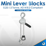 1.5/3m Aluminium Mini Lever Block - 0.25 to 1.5T