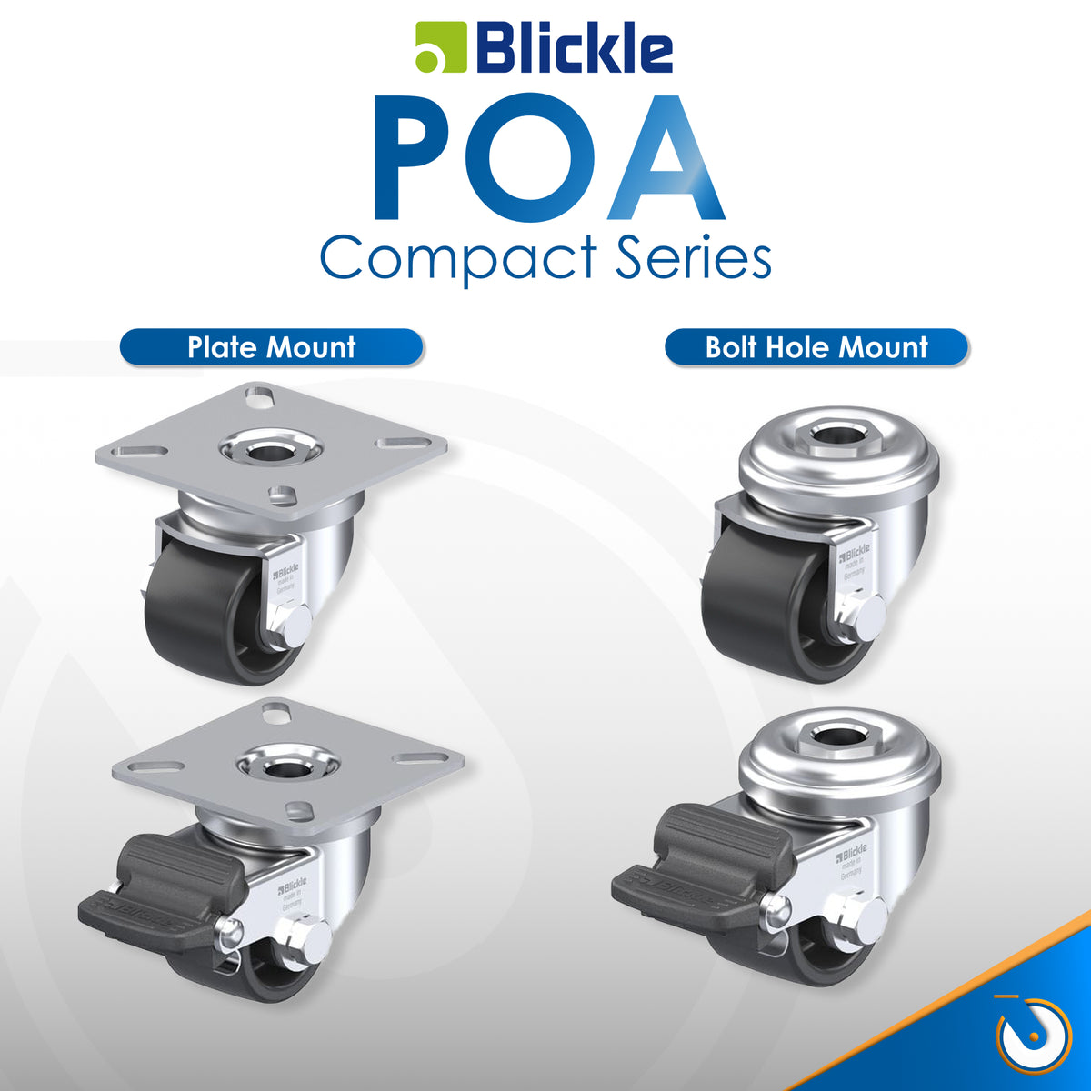 Blickle POA Compact Black Nylon Castor Series