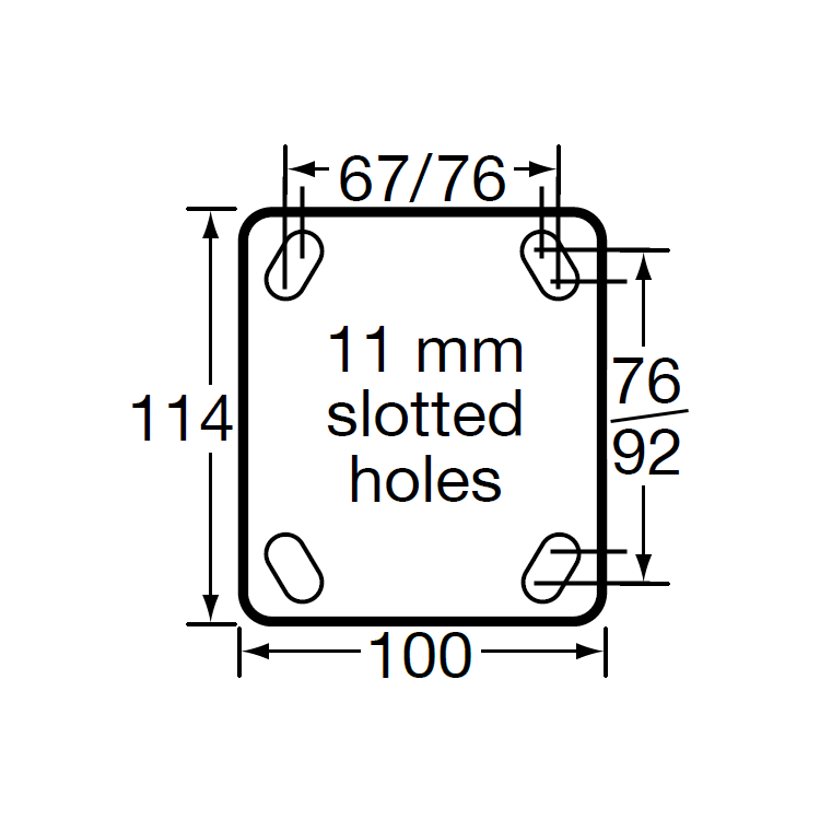 MIN100S-PU - 200 kg Swivel Plate 100mm Polyurethane