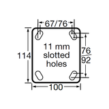 MIN100S-PU - 200 kg Swivel Plate 100mm Polyurethane