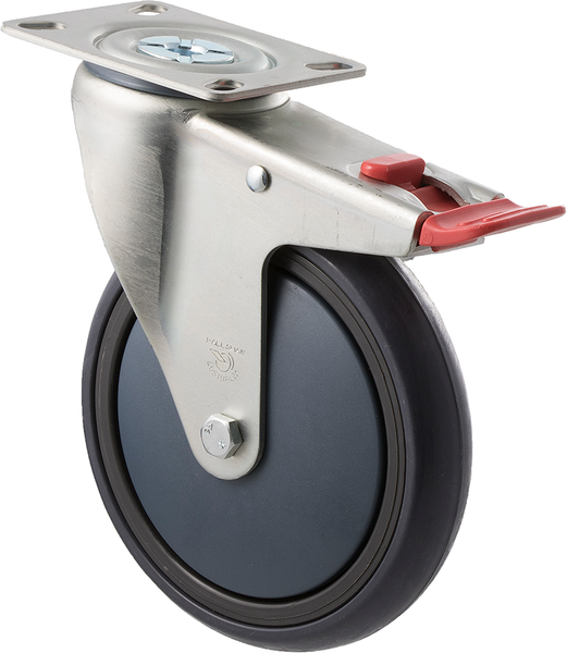 QTQ150G/MZPTB <span>200 Kg Swivel Plate Total Brake 150mm Grey Rubber
