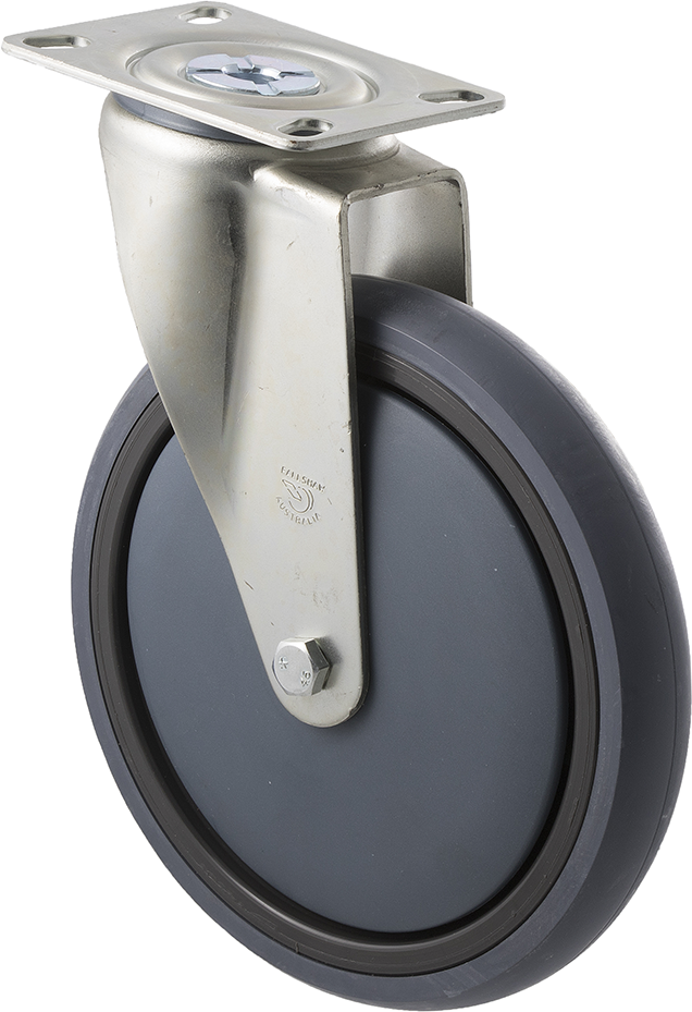 QTQ175G/MZP 200 Kg Swivel Plate Total Brake 175mm Grey Rubber