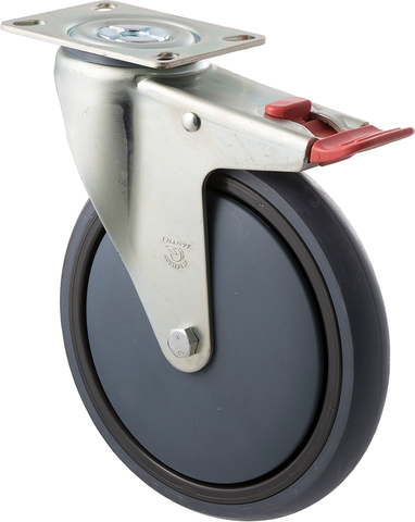 QTQ175G/MZPTB <span>200 Kg Swivel Plate Total Brake 175mm Grey Rubber