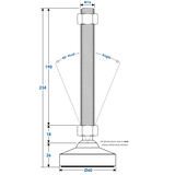 SSF-60-M16-190 - HD S/S Levelling Foot, 2000kg, Ø60mm Base, M16x190mm
