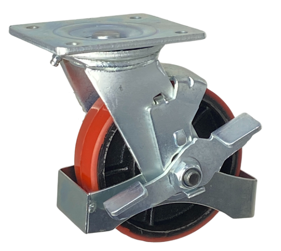 Lift Table Replacement Castor 200 Kg Replacement Scissor Lift Table 125mm Poly/Cast Iron Complete Swivel Castor With Brake