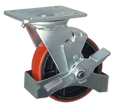 Lift Table Replacement Castor 200 kg Replacement Scissor Lift Table 125mm Poly/Cast Iron Complete Swivel Castor With Brake