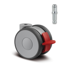 5925PJI075G-RB 70 kg Swivel/Brake 75mm Twin Wheel TPE