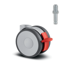 5925UAP100G-RB 100 kg Swivel/Brake 100mm Twin Wheel Polyurethane
