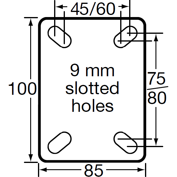 JSS10035-UENR <span>220 Kg Swivel Plate 100mm Stainless Steel Rebound Polyurethane</span>