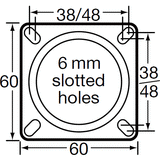 1477PAO075P40 - 60kg Swivel Plate Total Brake 75mm Polyurethane